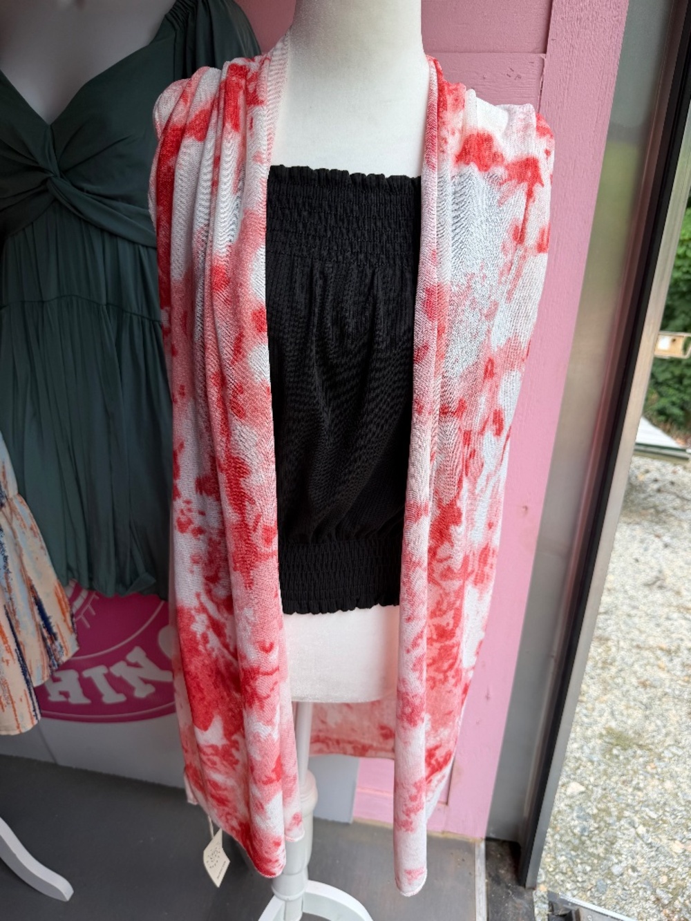 Red and White Tye dye Cardigan Duster ❤️ NWT